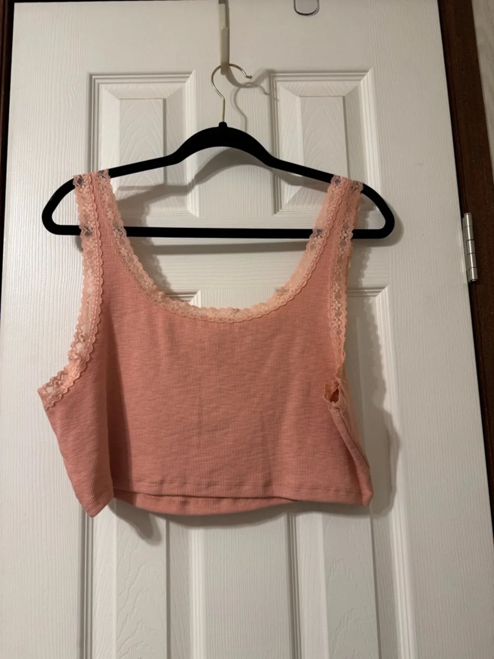 NWT Aeropostale Dusty Coral Lace Trim Cropped Tank Top Size XXL - Picture 2 of 7